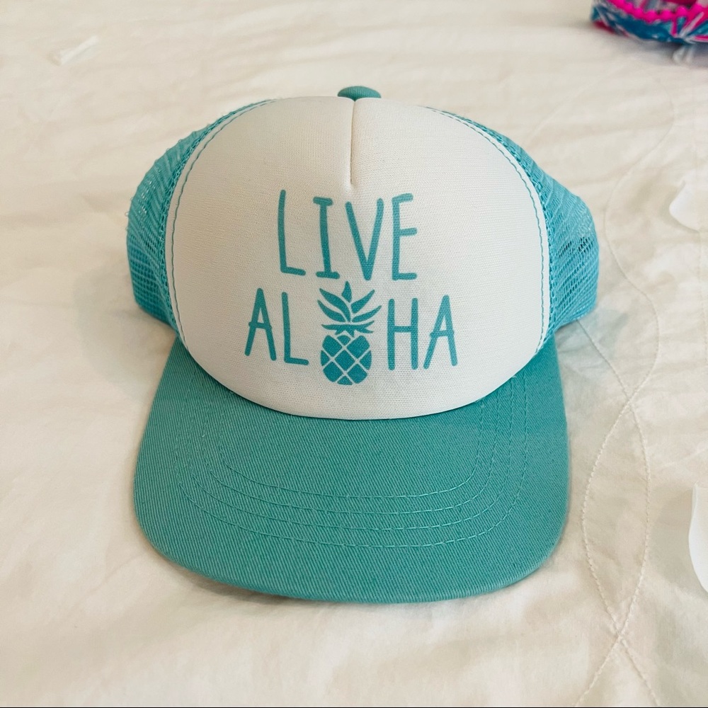Live Aloha Pineapple Hat Hawaii Kids Trucker New